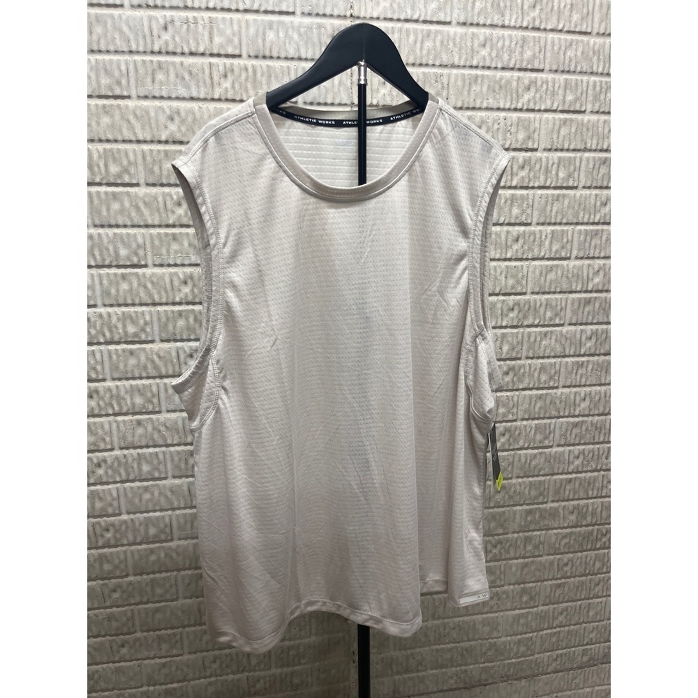 Athletic Works Mens Mixed Media Muscle‎ Tank Flax Beige 3XL NWT AW26100162683B